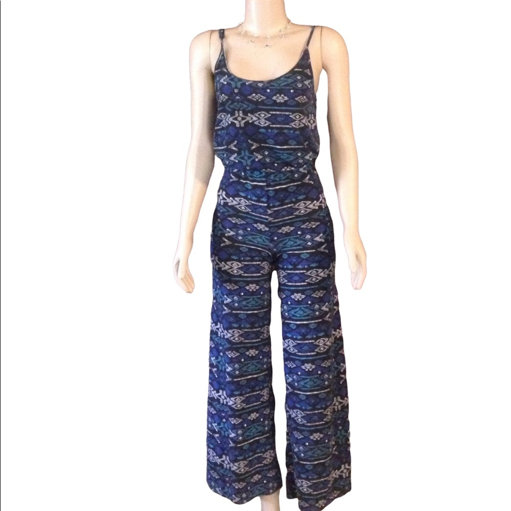 Navy print wide leg jumper size Sma…